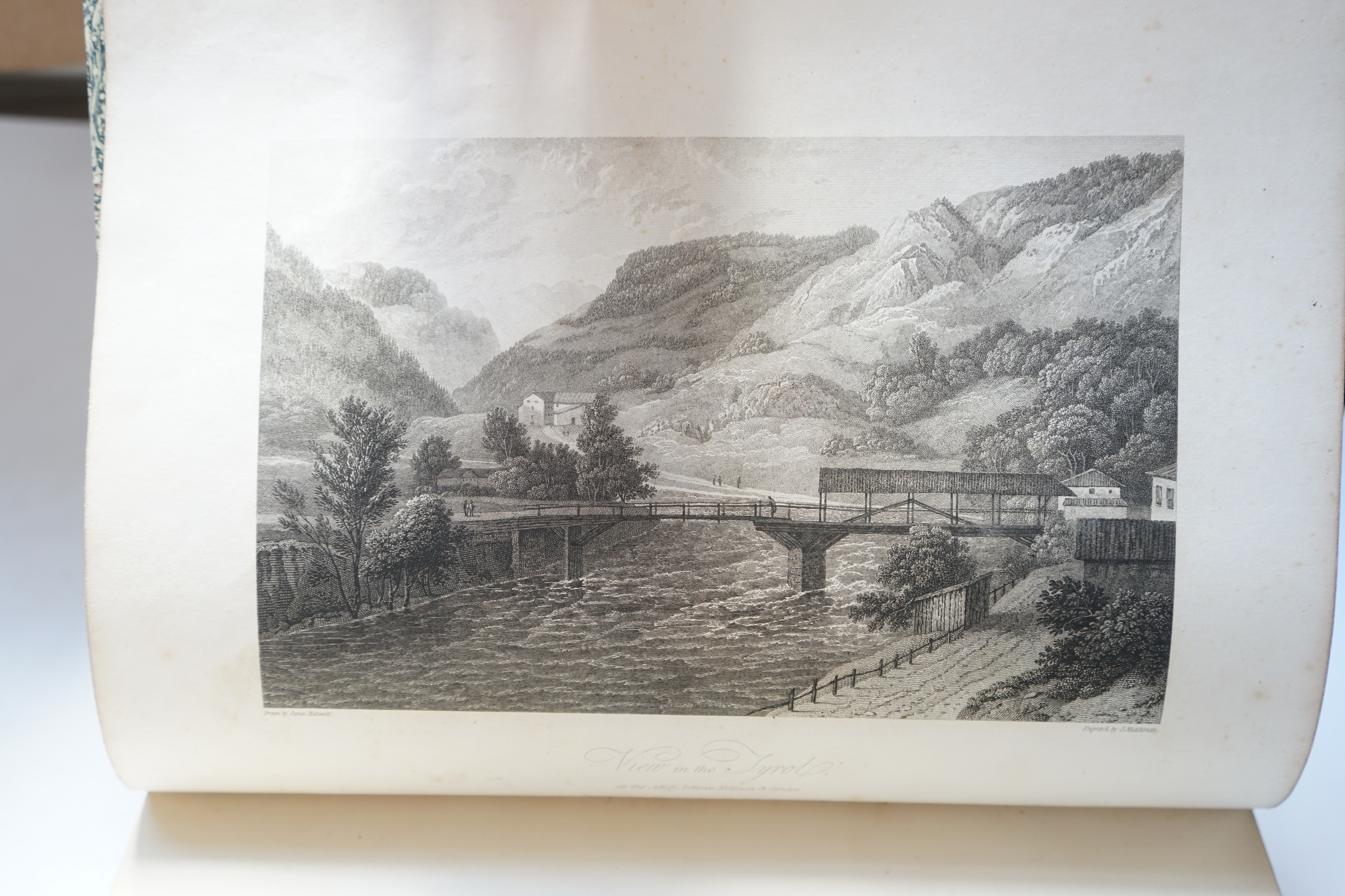 Hakewell, James - A Picturesque Tour of Italy from Drawings made in 1816-1817, 4to, rebound quarter morocco with marbled boards, with half title, additional engraved title and 63 plates, John Murray, London, 1820.